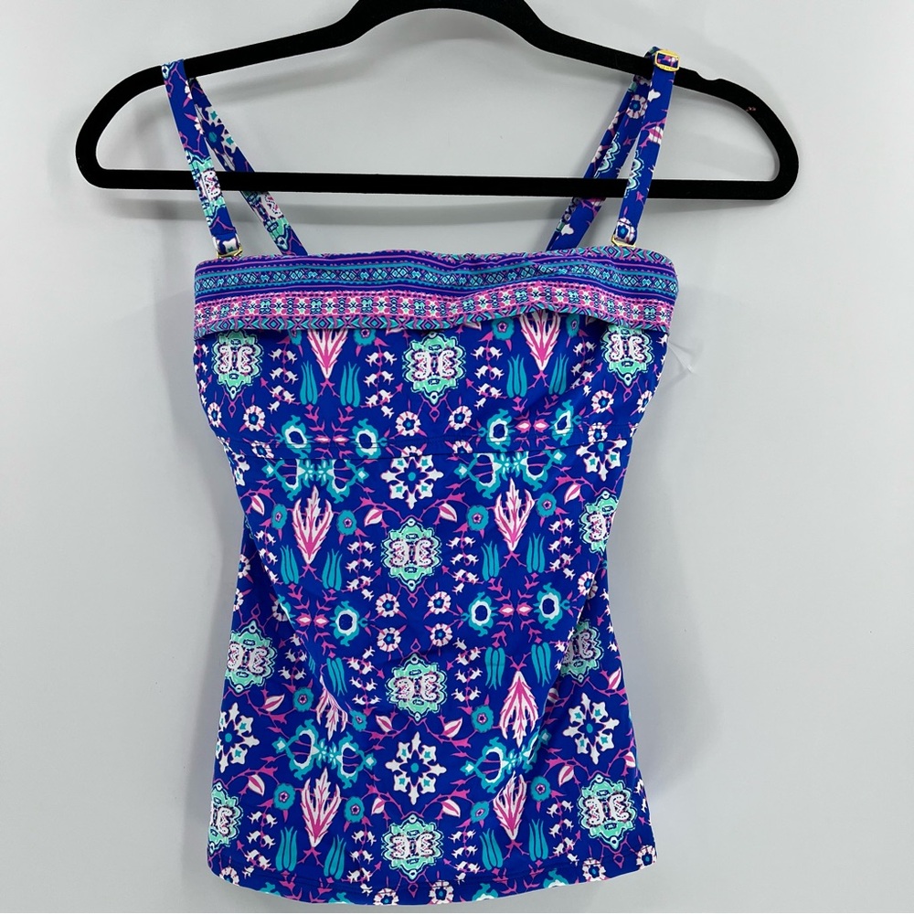 Bleu Rod Beattie Tankini Top Womens Size 4 NWT Blue Pink Floral Padded Swim